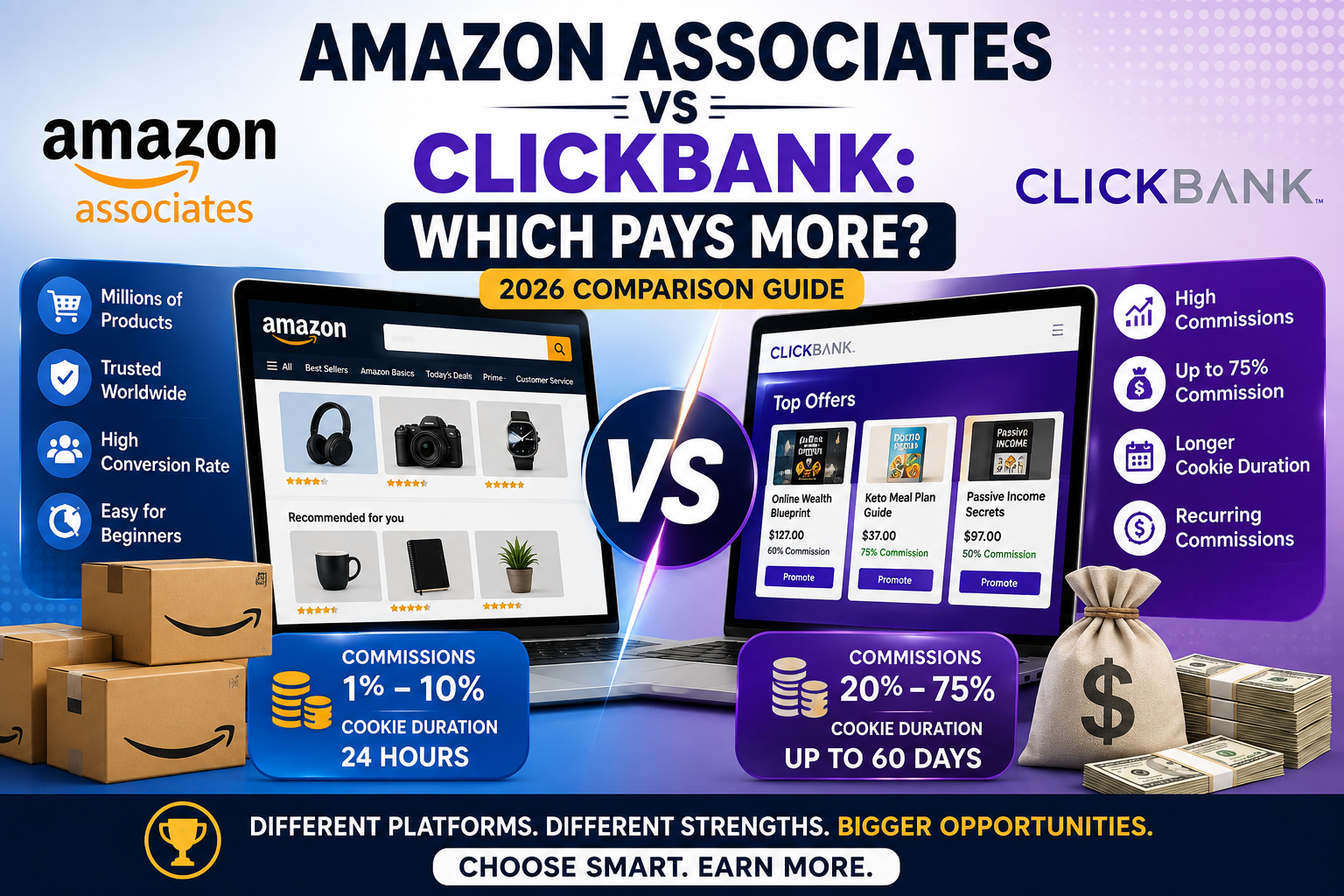 Amazon Associates vs ClickBank Which Pays More